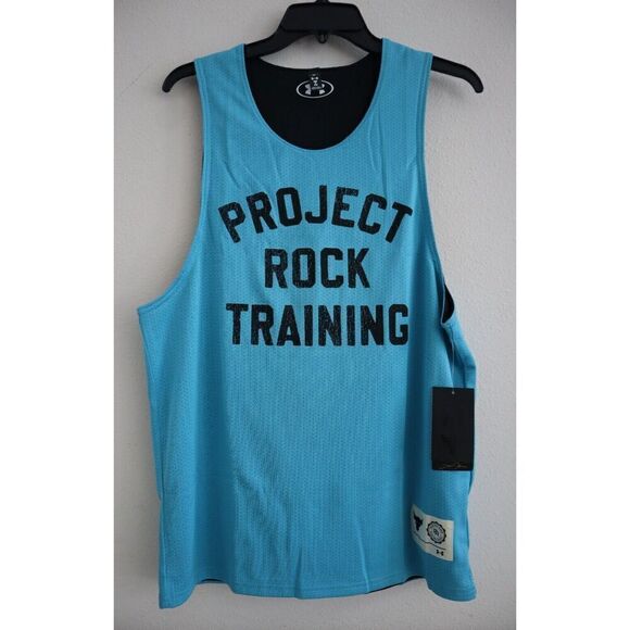 Under Armour 1377442-433 Men's Sz S Blue/Black Project Rock Reversible Mesh Tank - Picture 1 of 8